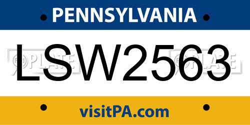 LSW2563 Pennsylvania License Plate