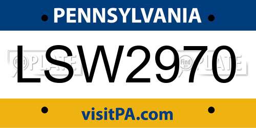 LSW2970 Pennsylvania License Plate
