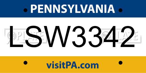 LSW3342 Pennsylvania License Plate