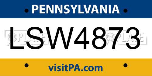 LSW4873 Pennsylvania License Plate