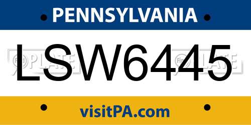 LSW6445 Pennsylvania License Plate