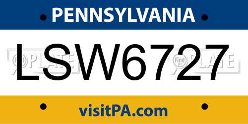 LSW6727 Pennsylvania License Plate