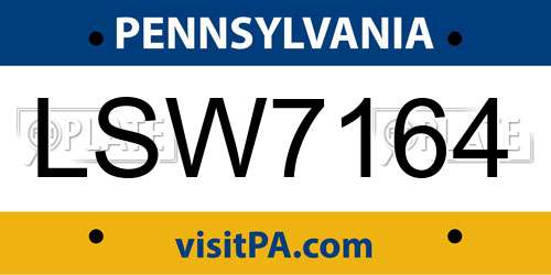 LSW7164 Pennsylvania License Plate