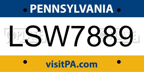 LSW7889 Pennsylvania License Plate
