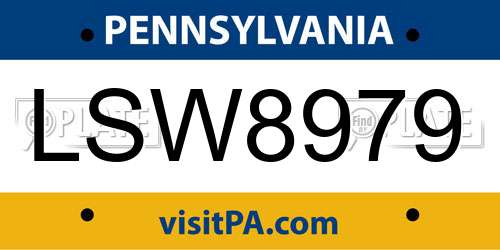 LSW8979 Pennsylvania License Plate
