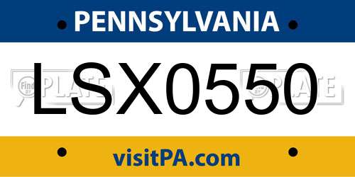LSX0550 Pennsylvania License Plate