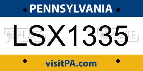 LSX1335 Pennsylvania License Plate