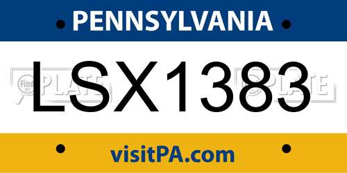 LSX1383 Pennsylvania License Plate