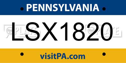 LSX1820 Pennsylvania License Plate
