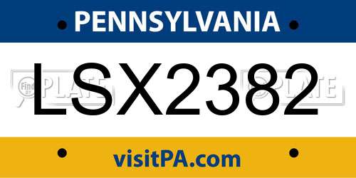 LSX2382 Pennsylvania License Plate