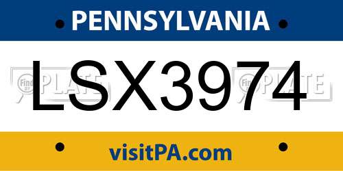 LSX3974 Pennsylvania License Plate