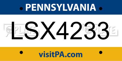 LSX4233 Pennsylvania License Plate