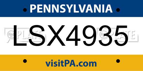 LSX4935 Pennsylvania License Plate