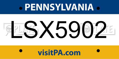 LSX5902 Pennsylvania License Plate
