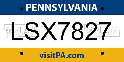 LSX7827 Pennsylvania License Plate