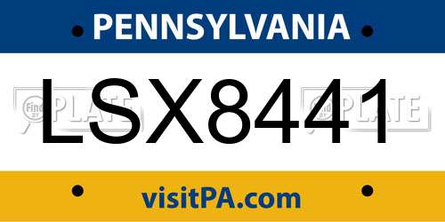 LSX8441 Pennsylvania License Plate