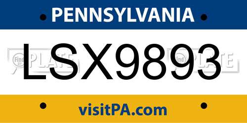 LSX9893 Pennsylvania License Plate