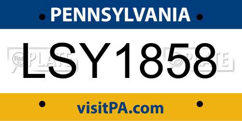 LSY1858 Pennsylvania License Plate