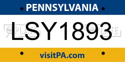 LSY1893 Pennsylvania License Plate