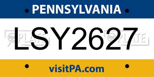 LSY2627 Pennsylvania License Plate