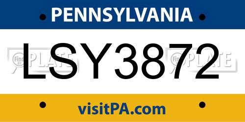LSY3872 Pennsylvania License Plate
