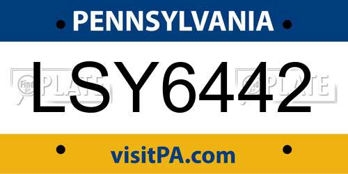 LSY6442 Pennsylvania License Plate