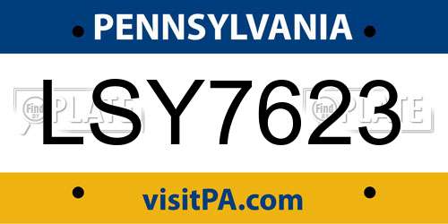 LSY7623 Pennsylvania License Plate