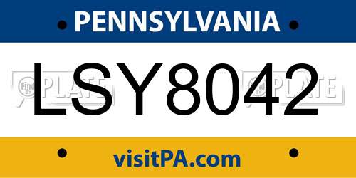 LSY8042 Pennsylvania License Plate