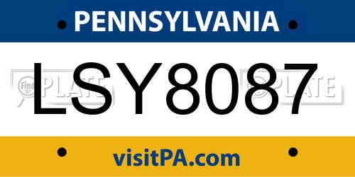 LSY8087 Pennsylvania License Plate