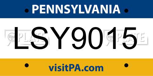 LSY9015 Pennsylvania License Plate