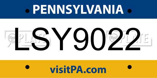 LSY9022 Pennsylvania License Plate