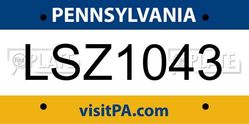 LSZ1043 Pennsylvania License Plate