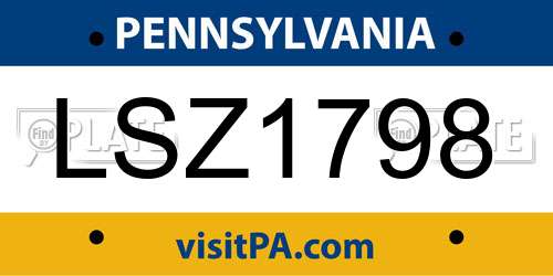 LSZ1798 Pennsylvania License Plate