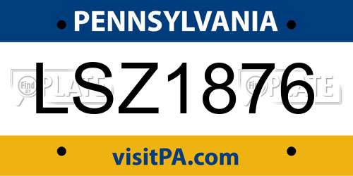 LSZ1876 Pennsylvania License Plate