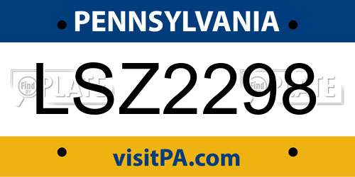 LSZ2298 Pennsylvania License Plate