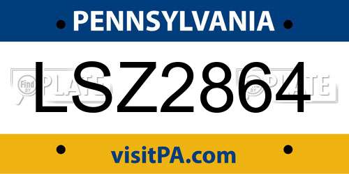 LSZ2864 Pennsylvania License Plate