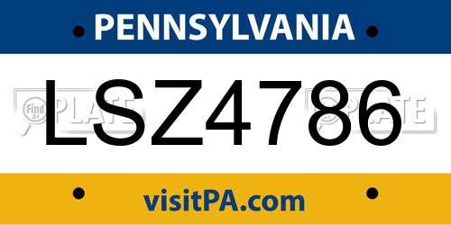LSZ4786 Pennsylvania License Plate