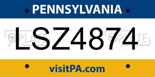 LSZ4874 Pennsylvania License Plate
