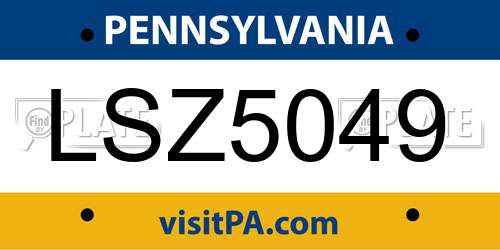 LSZ5049 Pennsylvania License Plate