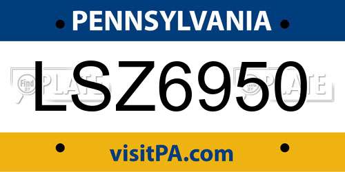 LSZ6950 Pennsylvania License Plate