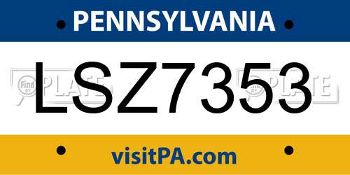 LSZ7353 Pennsylvania License Plate