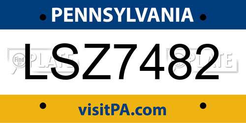 LSZ7482 Pennsylvania License Plate