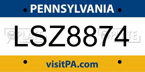 LSZ8874 Pennsylvania License Plate