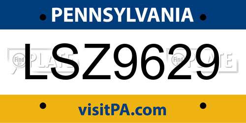 LSZ9629 Pennsylvania License Plate