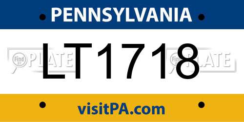 LT1718 Pennsylvania License Plate