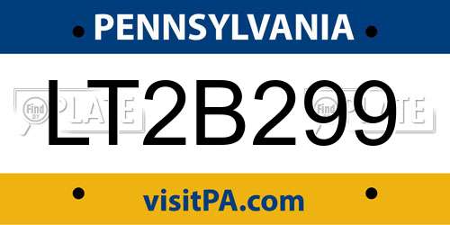 LT2B299 Pennsylvania License Plate