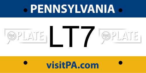 LT7 Pennsylvania License Plate