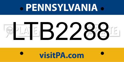 LTB2288 Pennsylvania License Plate