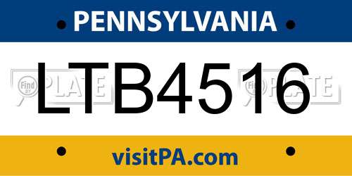 LTB4516 Pennsylvania License Plate