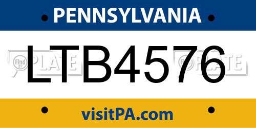 LTB4576 Pennsylvania License Plate